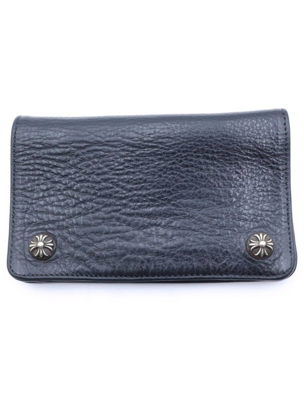 Chrome Hearts Cross Ball Button Leather Wallet Black